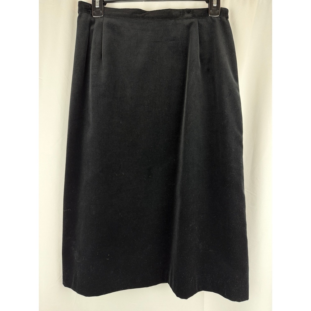 Tan Jay Vintage Y2K Velvet Skirt Midi Pencil Career Made in USA Black‎ Size 12